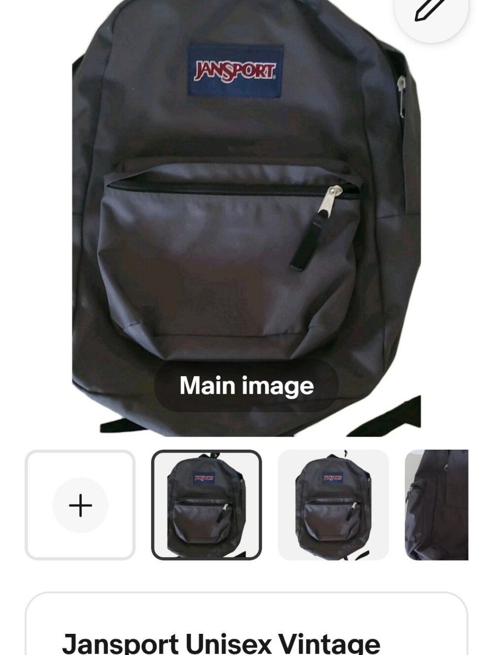 Jansport Black Backpack with Front Zip Pocket - Picture 1 of 4